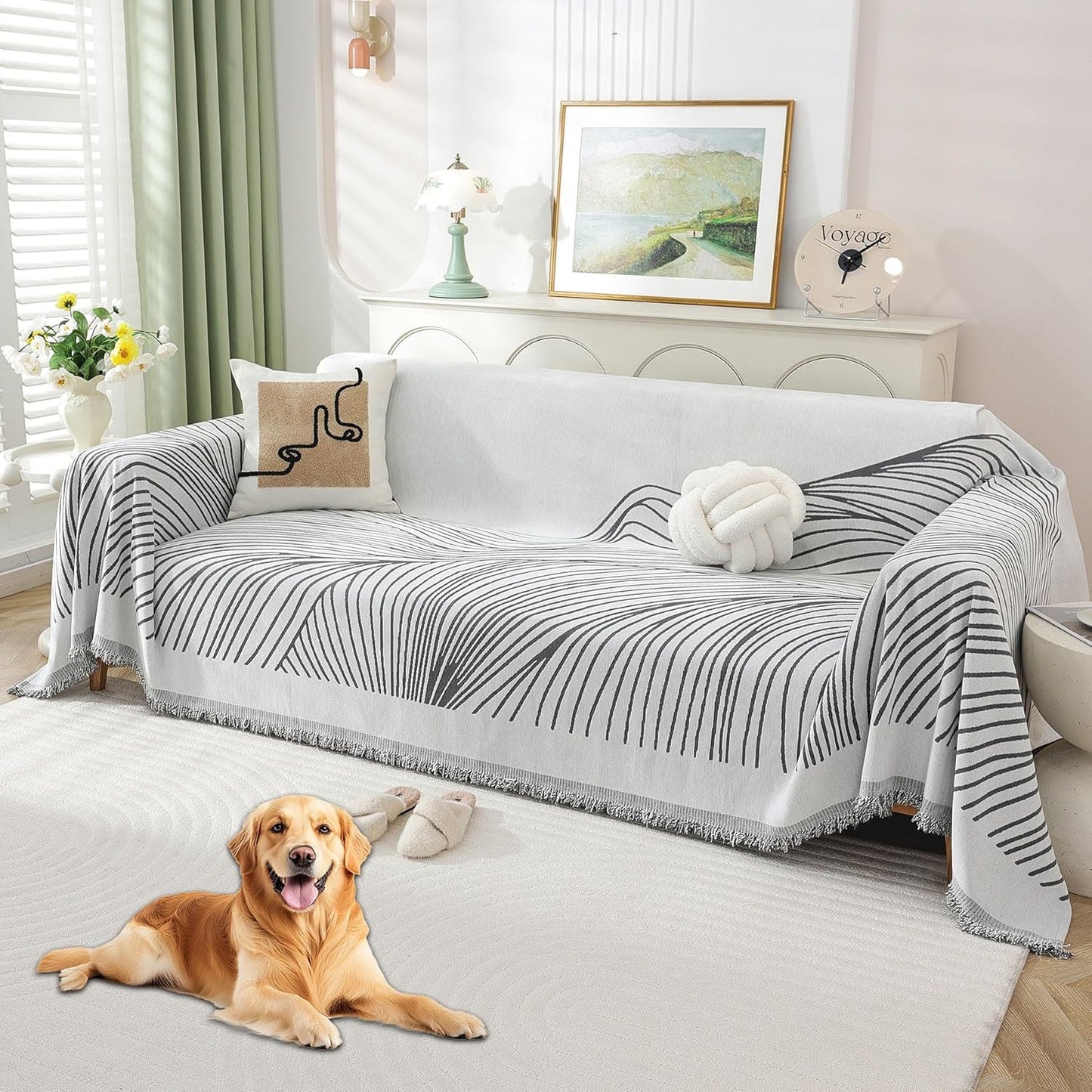 Non Slip Sofa Covers Couch Covers for 3 Cushion Couch Sofa Pet Friendly Washable Couch Cover, Soft Thick Sectional Couch Covers L Shape Furniture Protector for Kids, Dogs 71" X118"