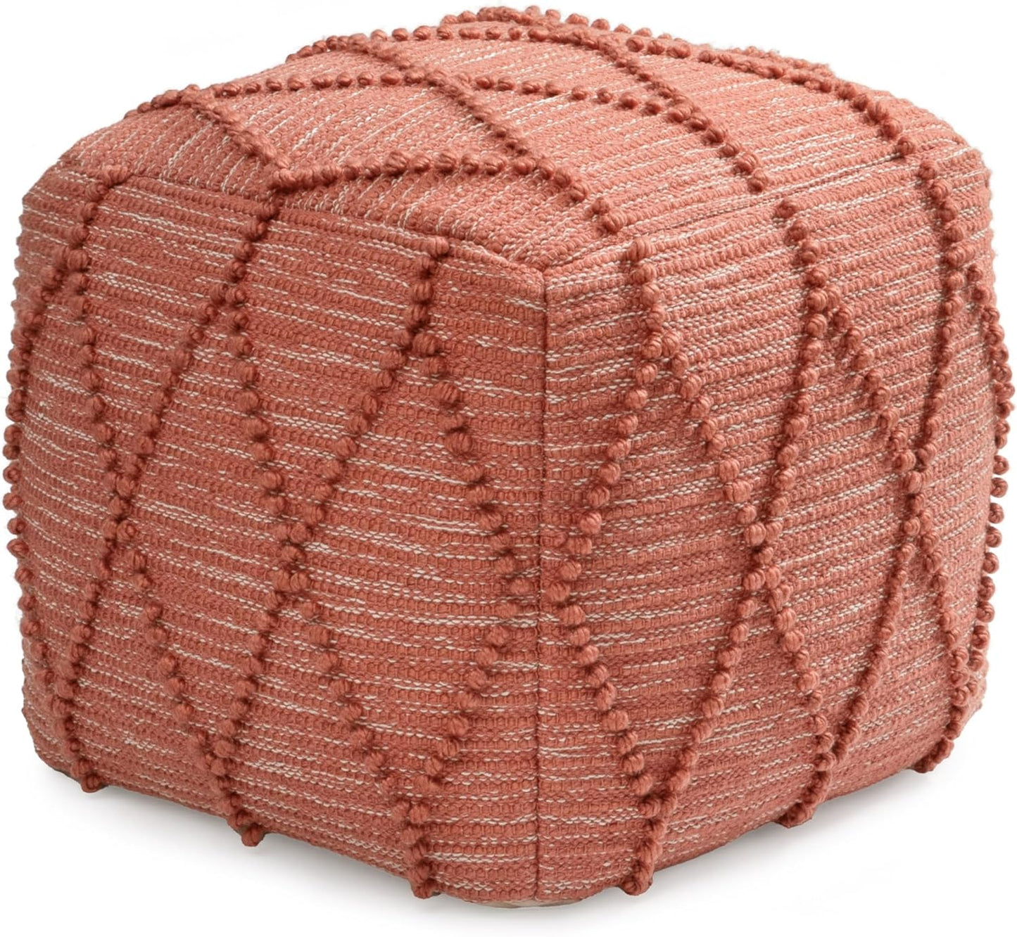 Anji Mountain 100% Handmade & Handcrafted Comfortable Home Décor Pouf Ottoman Footrest for Living Room, Bedroom, Nursery, Kidsroom, Patio Furniture - (19" x 19" x 17"- Terracotta)