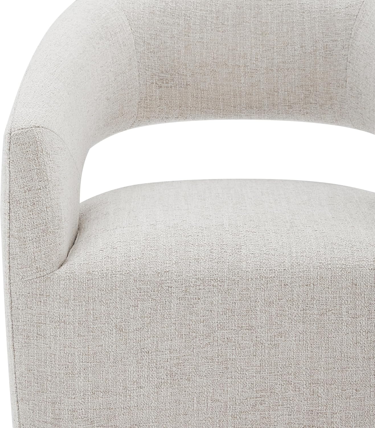 Upholstered Dining Chairs with Casters No Assembly Modern Barrel Armchair with Rollers for Diningroom Bedroom Livingroom Reading Room,Set of 2,White