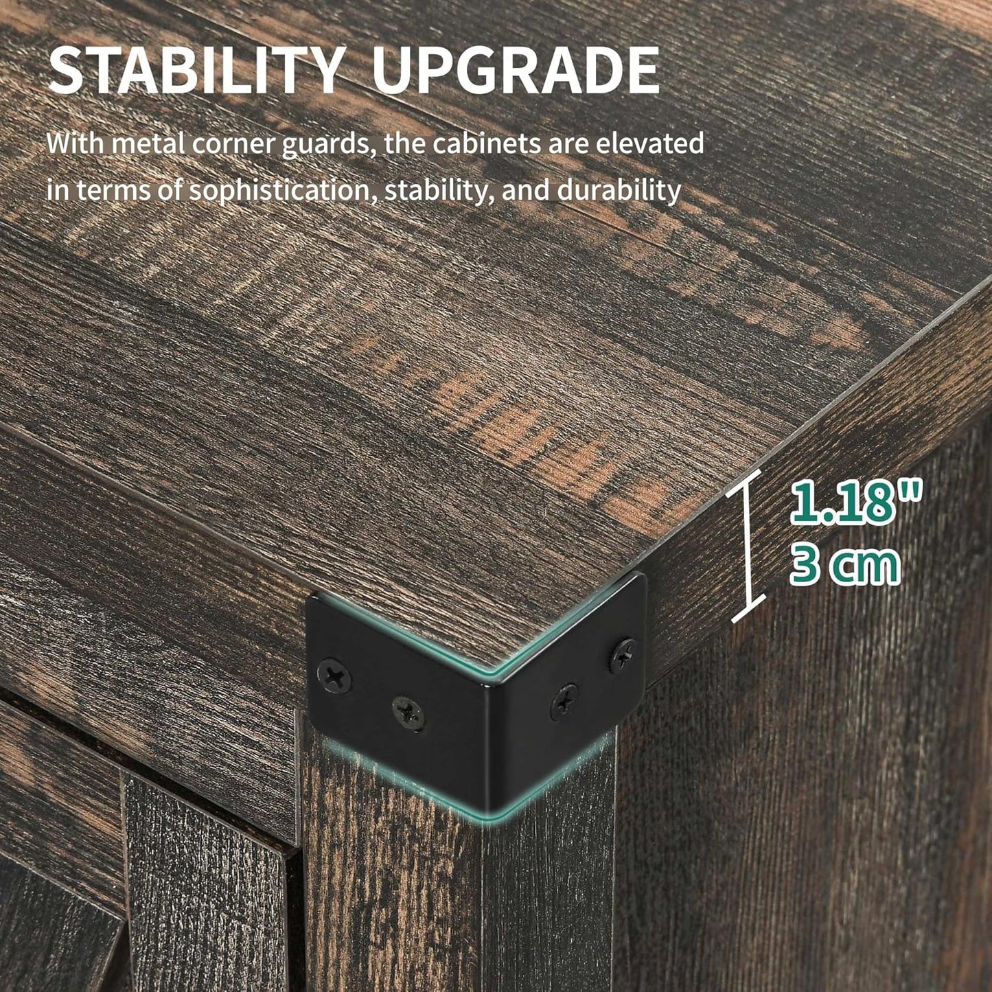 YITAHOME Farmhouse Sideboard Buffet Cabinet with Storage with 4 Doors, 55'' Large Kitchen Storage Cabinet, Wood Coffee Bar Cabinet with Adjustable Shelf for Kitchen, Living Room, Dark Oak