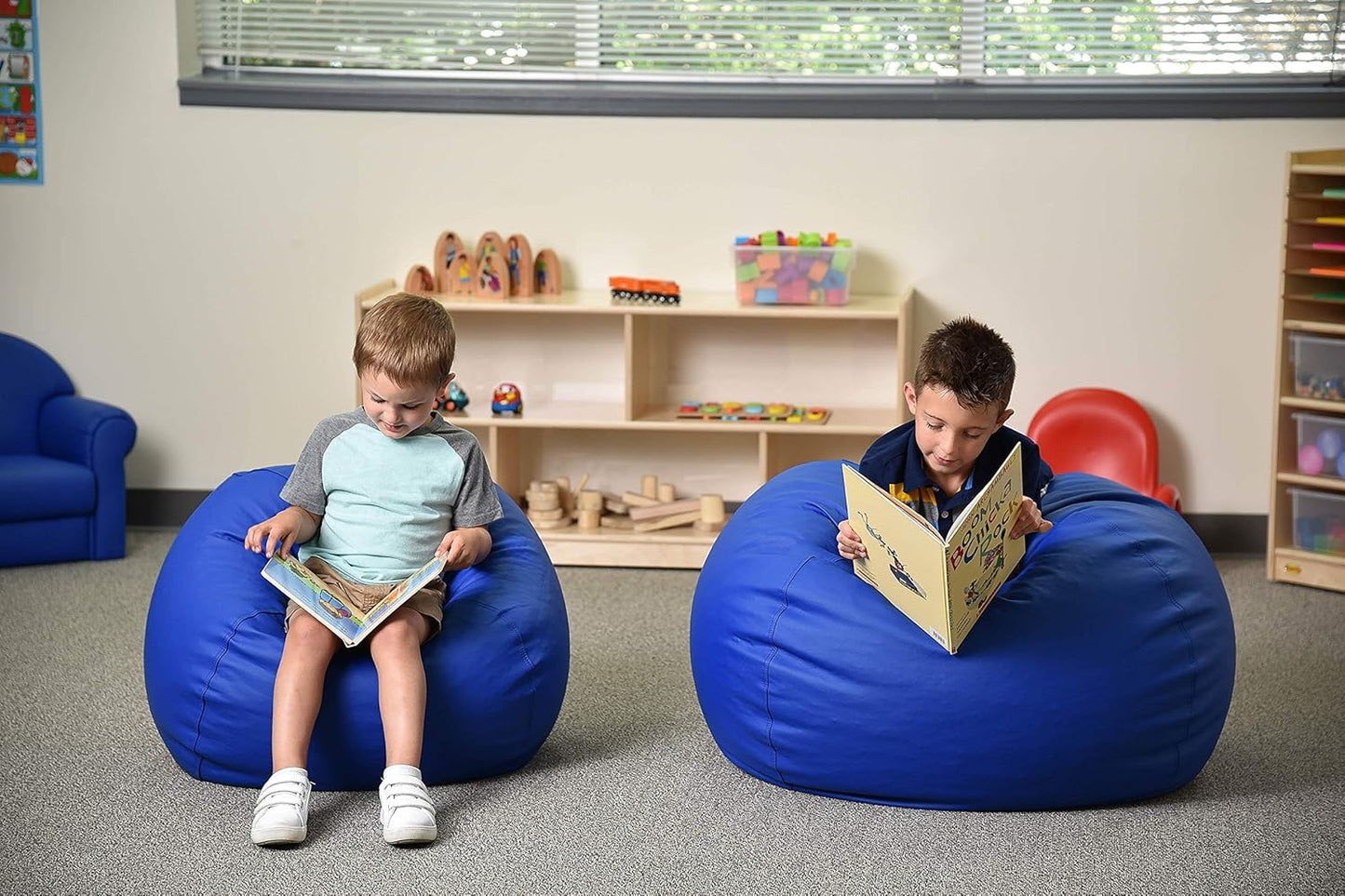 Children's Factory 35" Kids Bean Bag Chairs, Flexible Seating Classroom Furniture, Beanbag Ideal for Boy/Girl Toddler Daycare or Playroom, Blue (CF610-005)