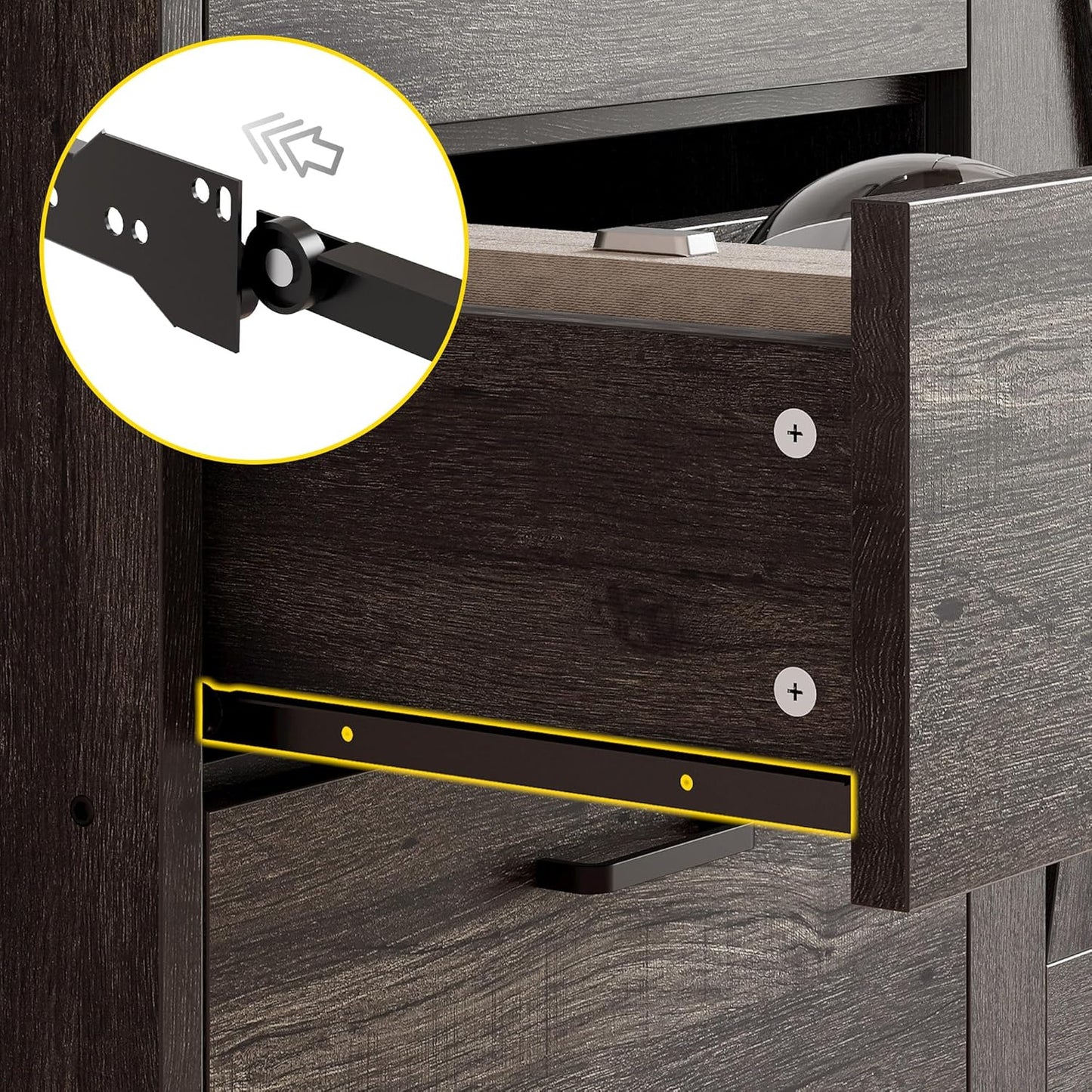 IRONCK Bookshelf with Door and 3 Drawers, 71in Tall Bookcase Shelf with 3-Tier Shelves, for Bedroom Living Room Entrance Hallway Home Office