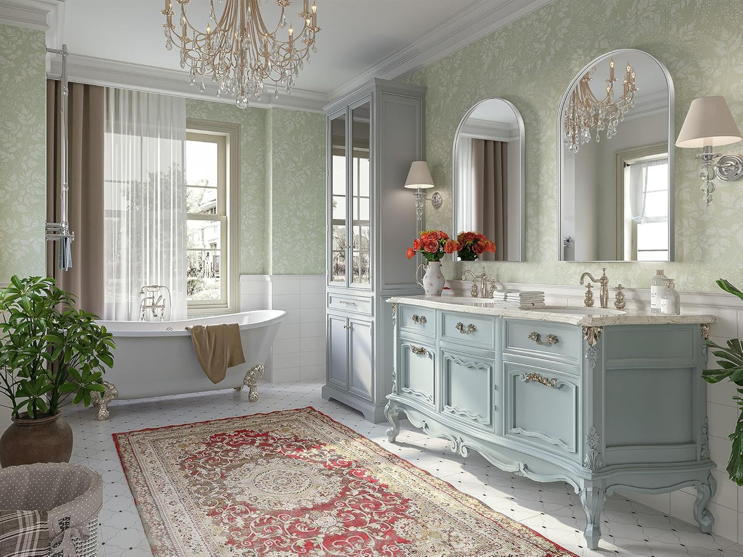 Brightify Arched Mirror, Arched Wall Mirror, 24 x 40 Inch Silver Arch Mirror, Metal Frame Black Bathroom Mirror, Arched Top Bathroom Vanity Mirror for Living Room Bedroom Mantel Entryway Hallways