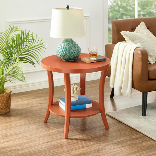 Roundhill Furniture Perth Contemporary Round End Table with Shelf