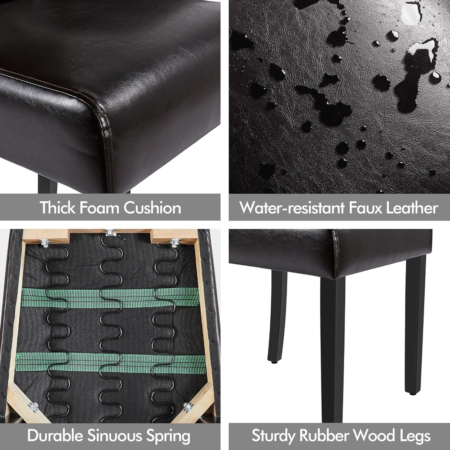 Yaheetech Dining Chairs Set of 4 Modern Style Faux Leather Dining Room Chairs with Solid Wood Legs and Button Tufted Padded for Home Kitchen, Brown