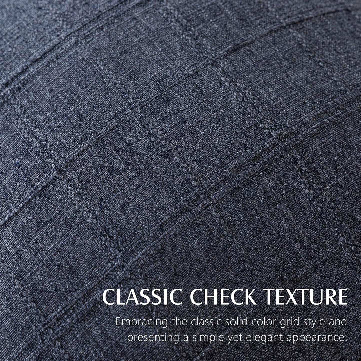 Foindtower Set of 2 Decorative Linen Check Throw Pillow Covers Neutral Farmhouse Vintage Cushion Covers Modern Boho Home Decor for Sofa Chair Couch Bedroom Living Room Outdoor,22×22 Inch,Navy Blue