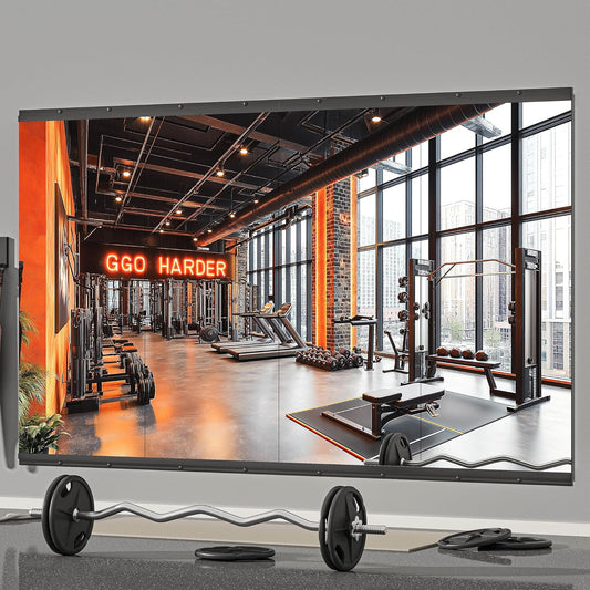 Hasipu 4 Pcs 48''x24'' Home Gym Mirror Large Full Length Wall Mounted Full Body Mirror for Yoga Dance Fitness Exercise Studio Bedroom Garage, Frameless Tempered Glass Workout Mirrors Black Rectangular