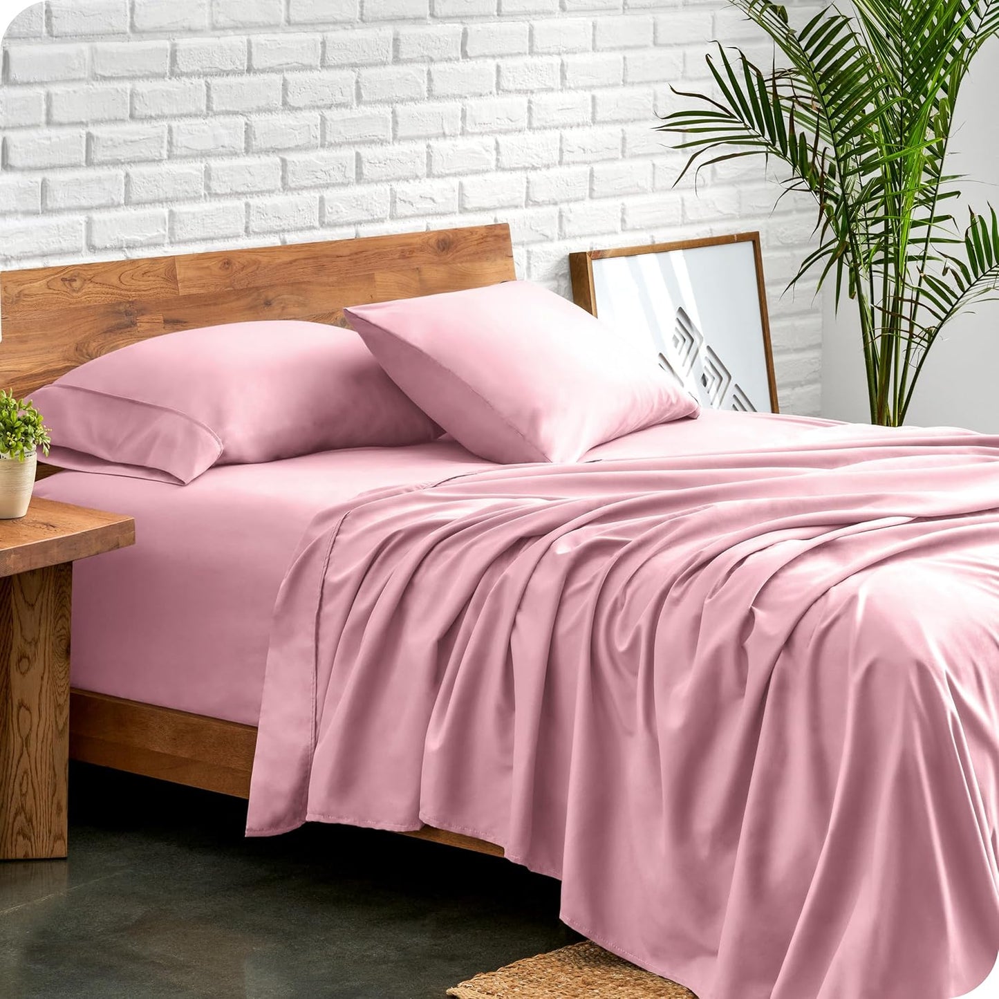 Bare Home Sheet Set - College Dorm Size - Luxury 1800 Ultra-Soft Microfiber Bed Sheets - Deep Pockets - Easy Fit - Extra Soft - 3 Piece Set (Twin XL, Light Pink)
