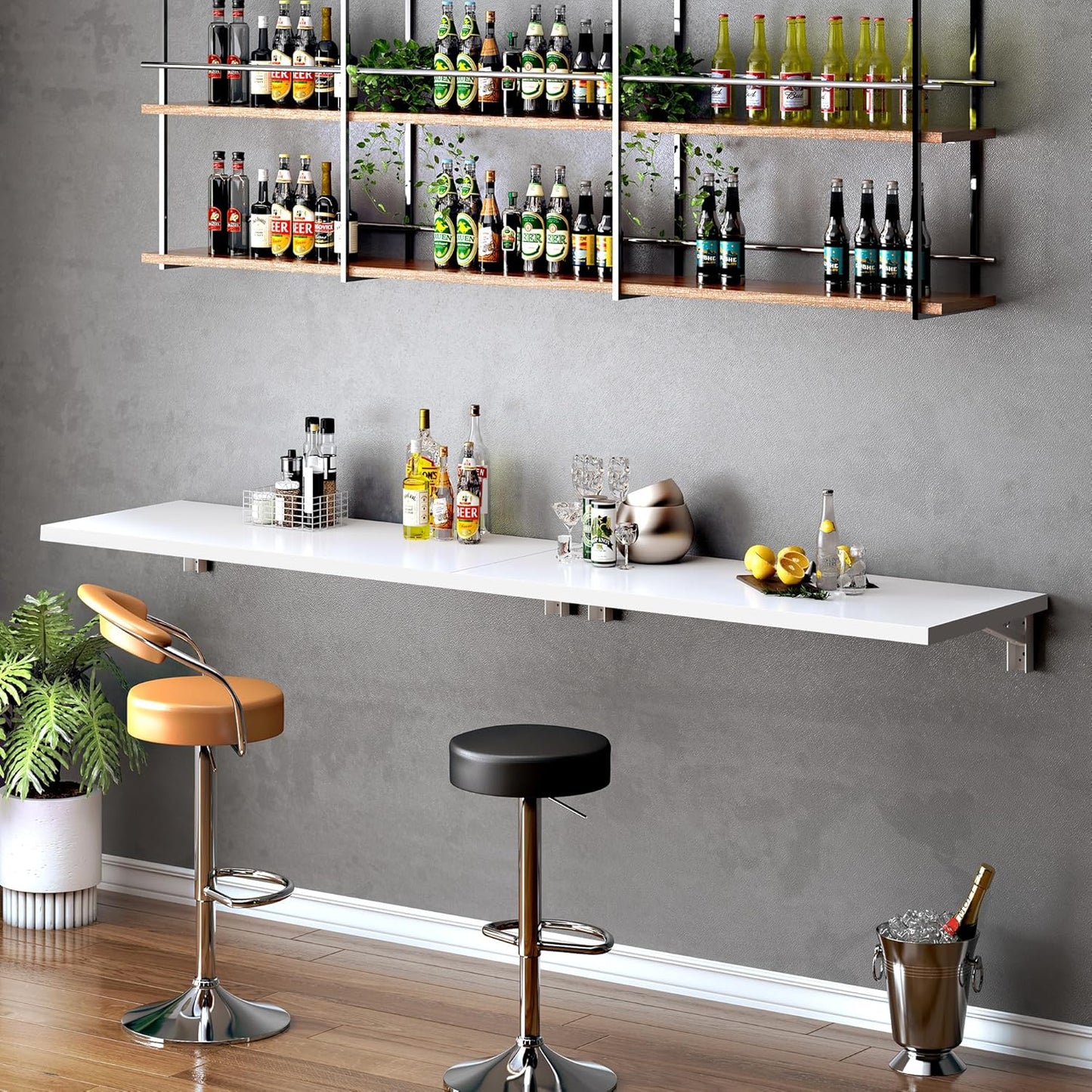 Need Fold Wall Mounted Table Folding Workbench Length 47.2" Width 20" Perfect Addition to Garage & Shed/Home Office/Laundry Room/Home Bar/Kitchen & Dining Room White AC15-12050WW-ND