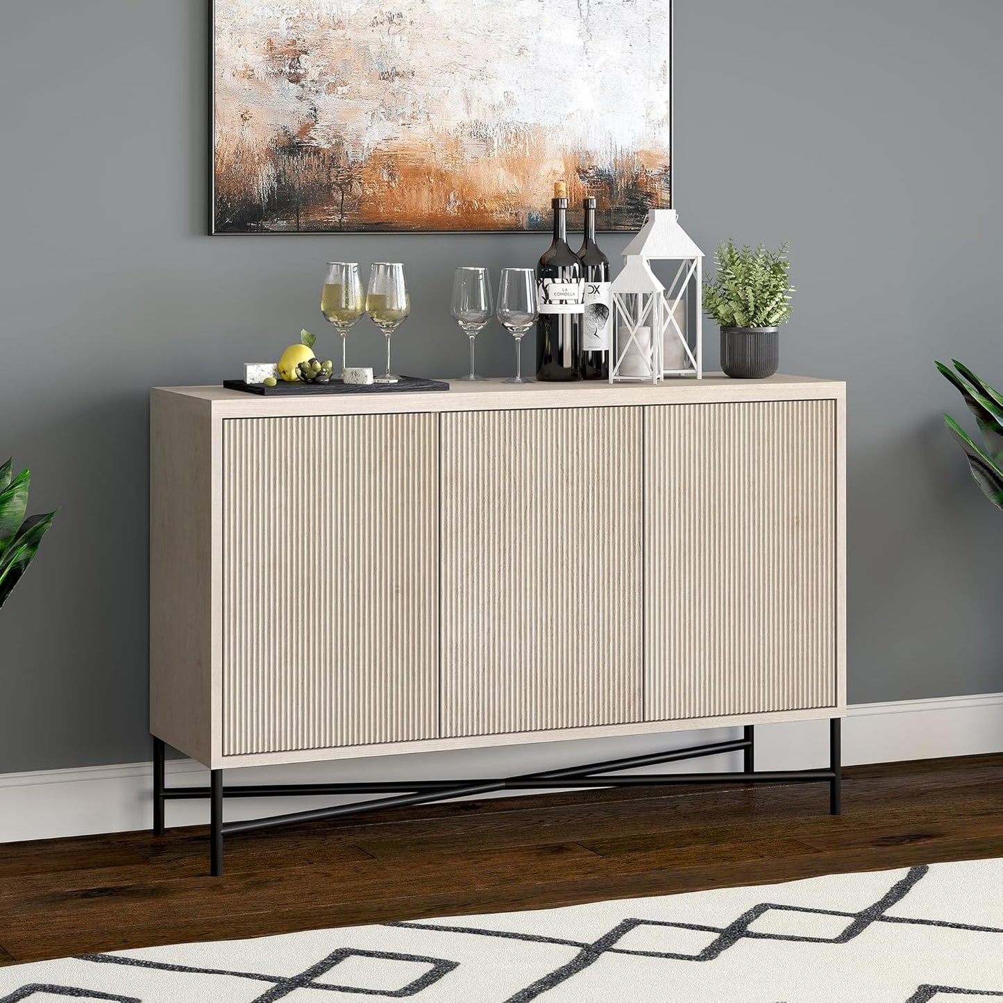 Henn&Hart 48" Wide Rectangular Buffet Table in Alder White