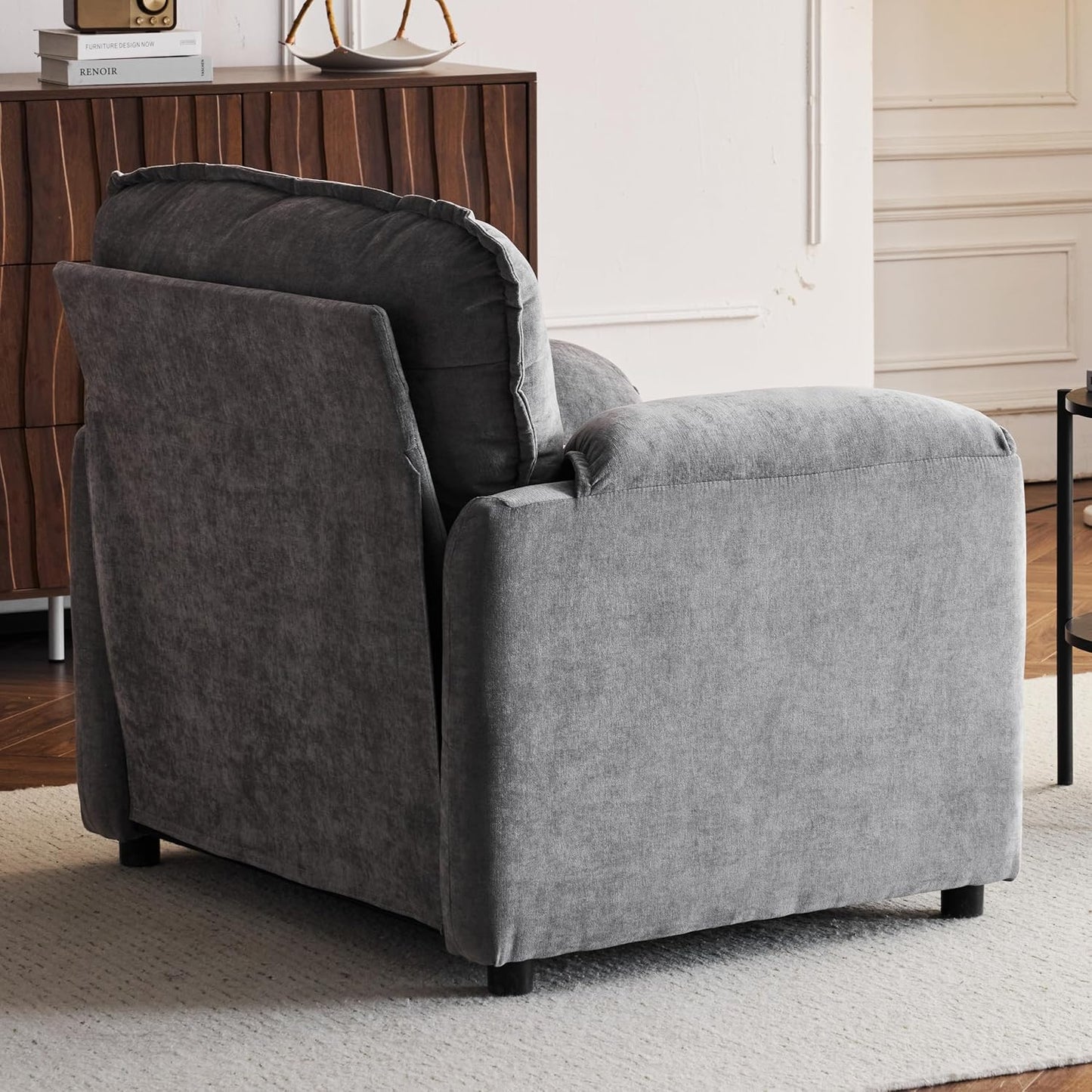 Ball & Cast 38" Oversized Chenille Lounge Chair,Reading Armchair with Thick Comfort Cushions,High Back Support & Wide Seat,Perfect Accent Chair for Modern Living Room,Bedroom,Grey