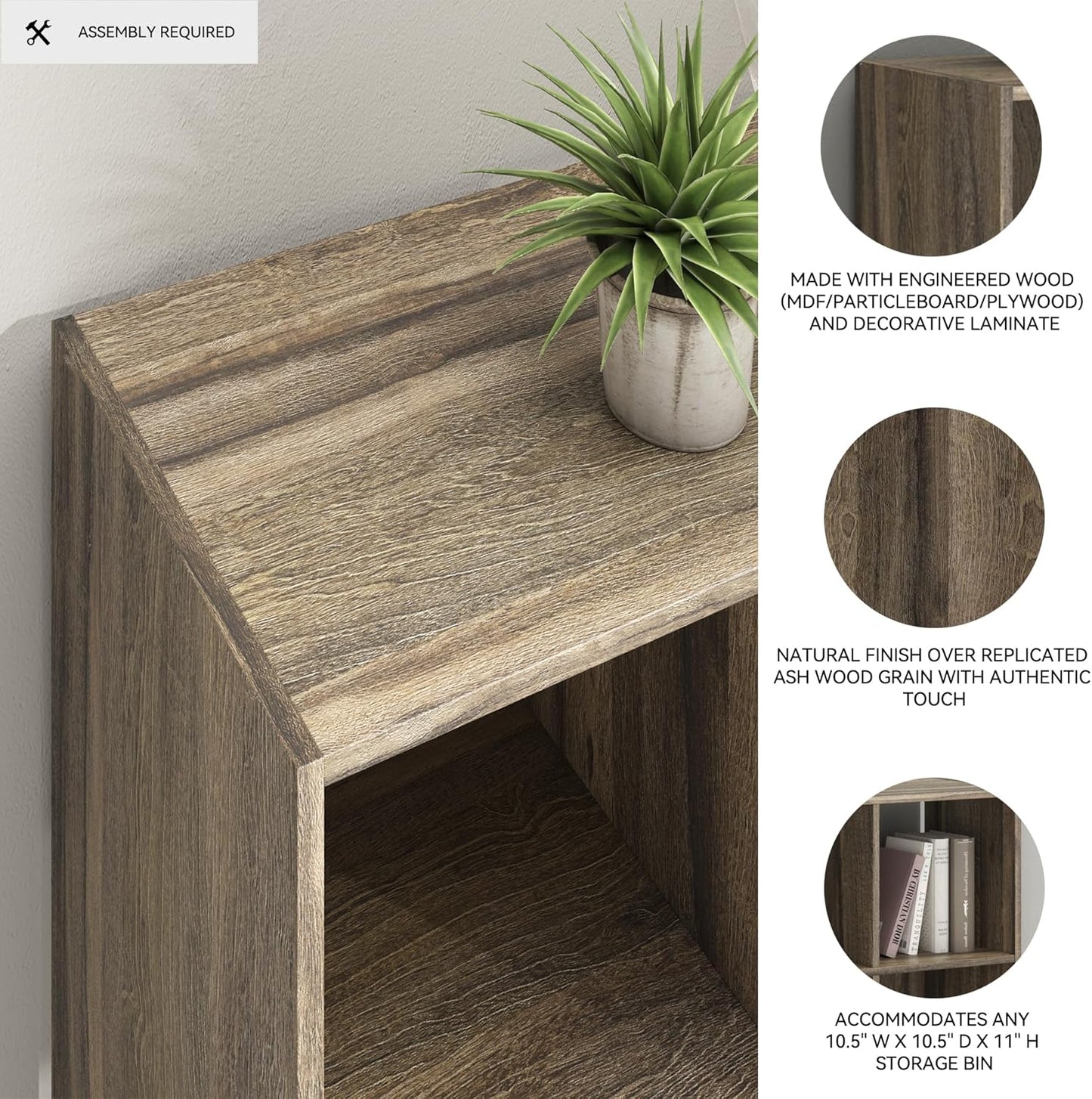 Signature Design by Ashley Shallifer 9 Cube Storage Organizer or Bookcase, Brown