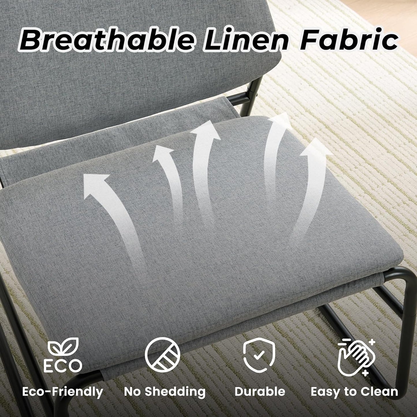 DAICO Modern Accent Chair Comfy Living Room Chair Armless Sling Accent Chairs Upholstered Side Sitting Chairs with Metal Frame for Office Reception Reading Bedroom Waiting Room, Grey