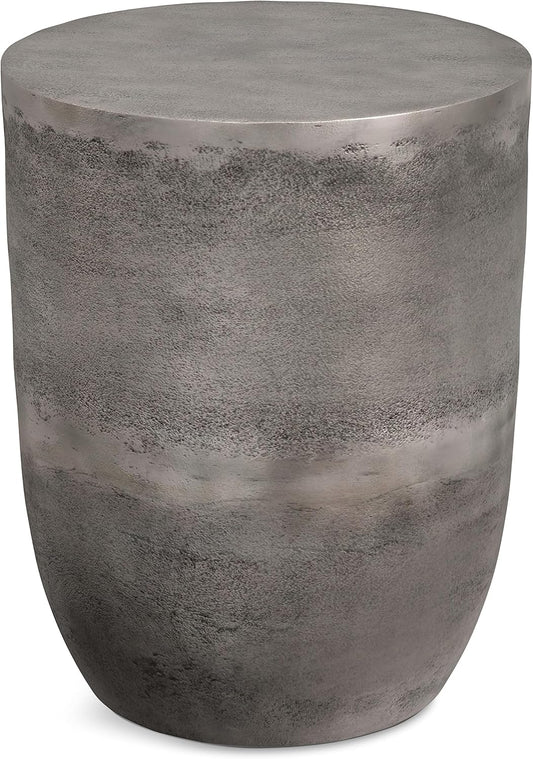 SIMPLIHOME Morris 17-inch Wide Cast Aluminum Metal Side Table in Antique Silver, Industrial Accent Table with Powder-Coated Finish for Living Room, Assembled