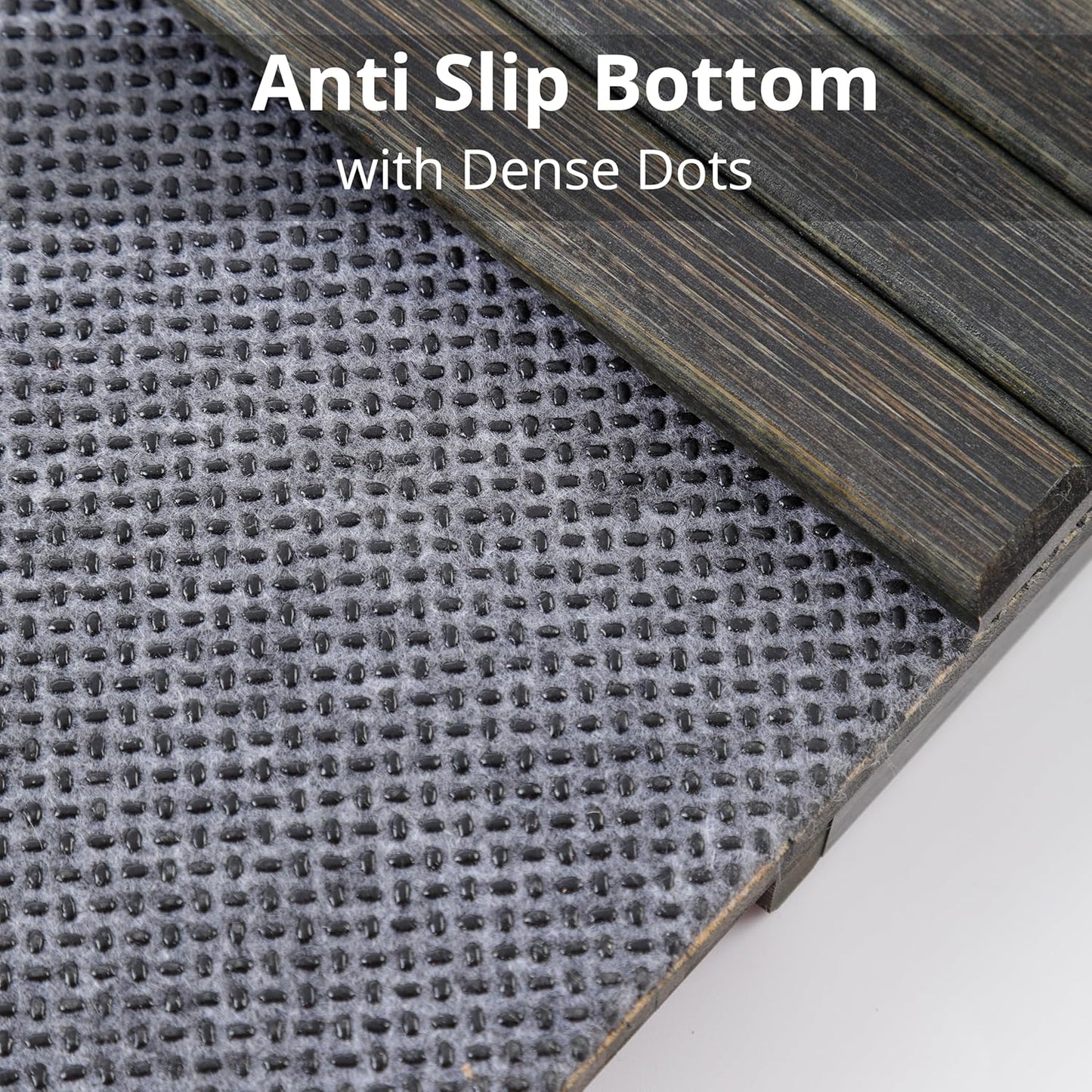 DETOR Couch Arm Tray, TV Tray with Capacious 12.4" x 5.4" Storage Box, Bamboo Grain Stained Black Color, Enhanced Nonslip Felt Bottom, Sturdy Bamboo Slats Material | for Armrests 6" and Wider