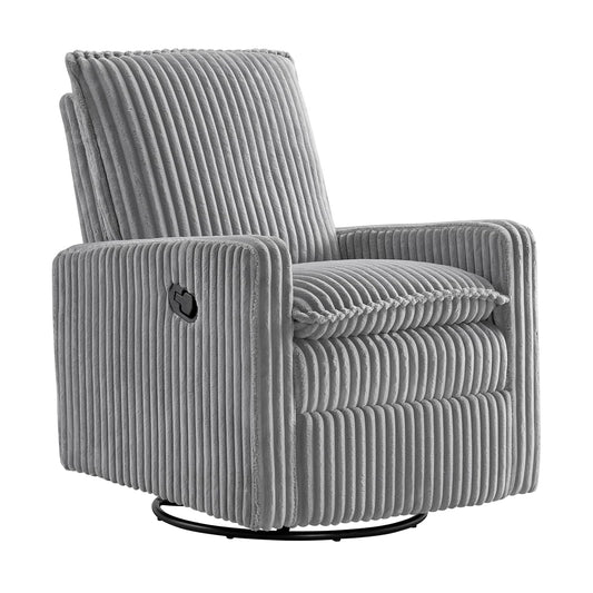 Oxford Baby Uptown Upholstered Swivel Glider and Recliner Nursery Chair - Corduroy, Ash Gray