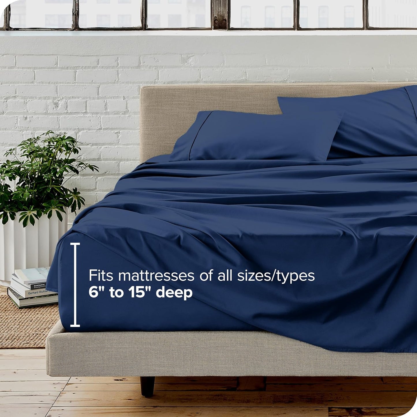 Bare Home Twin Sheet Set - 1800 Ultra-Soft Microfiber Twin Bed Sheets - Double Brushed - Deep Pockets - Easy Fit - Extra Soft - 3 Piece Set - Bedding Sheets & Pillowcases (Twin, Dark Blue)