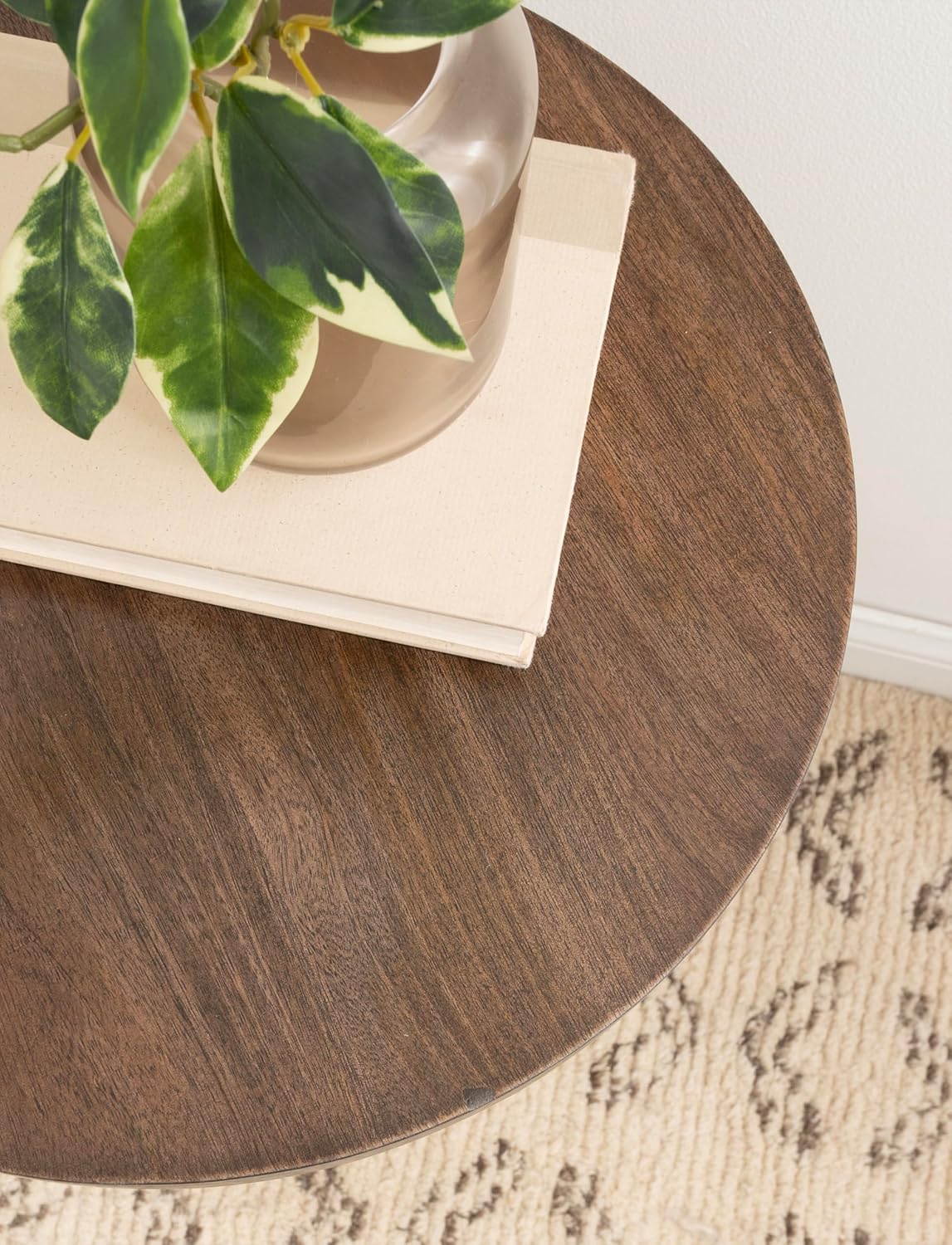 Kate and Laurel Wegner Traditional Wooden Round Side Table, 16 x 26, Brown, Elegant and Durable Pedestal Table for Use as Living Room End Table, Plant Stand, or Bedroom Nightstand