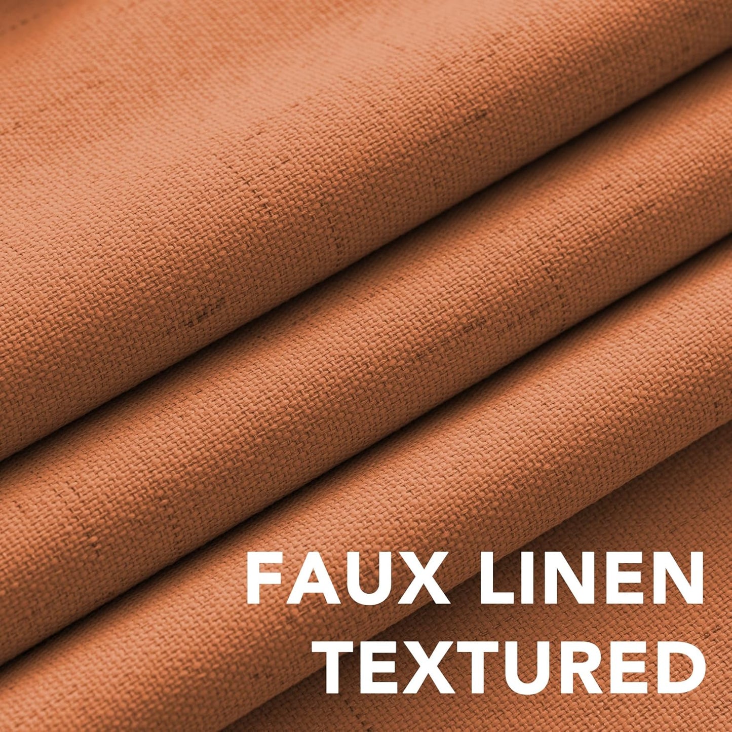 H.VERSAILTEX 100% Blackout Curtains for Bedroom Thermal Insulated Linen Textured Curtains Heat and Full Light Blocking Drapes Living Room Curtains 2 Panel Sets, Orange, 52x63 Inch