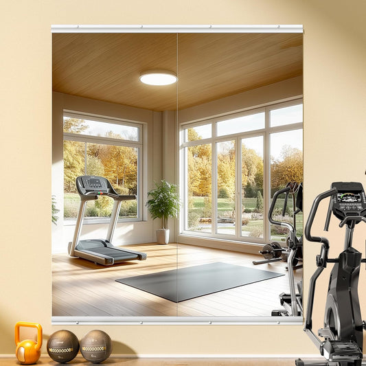 Hasipu Home Gym Mirror 55" L x 24" W - 2PCS Large Full Body Mirror for Yoga, Wall-Mounted Mirrors for Fitness, Garage, Dance Studio, 0.16in Tempered Glass Frameless