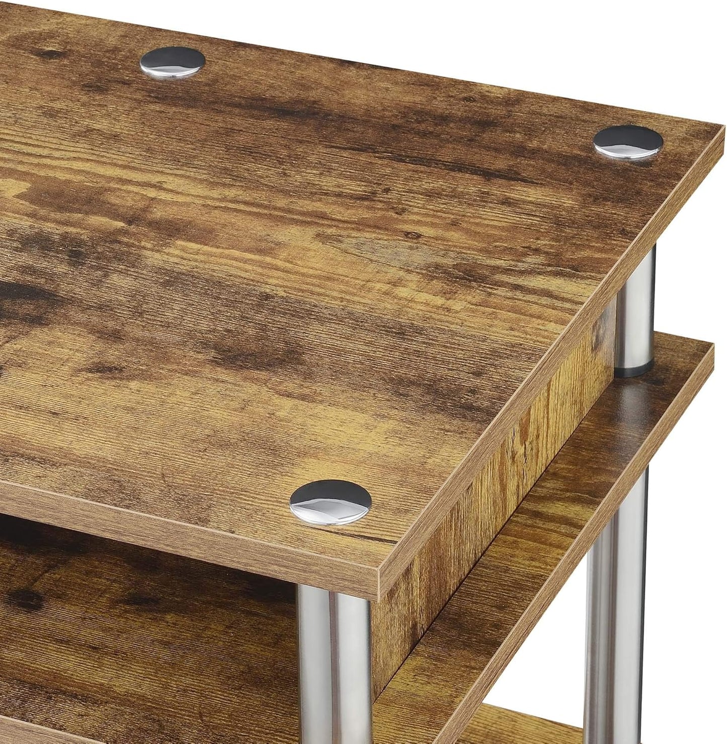 Convenience Concepts Designs2Go No Tools Desk Home Office Desk with Shelves, Corner Shelf Vanity Desk Computer Desk Nail Table for Nail Tech - 47.25" L x 15.75" W x 30" H, Barnwood