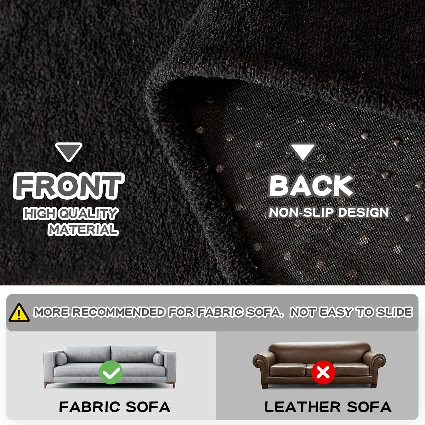 MYSKY HOME Black Couch Covers for Sectional Sofa, Couch Cover L Shape Couch Covers for Dogs Washable Couch Cover Banket Modern Sofa Slipcovers, Super Soft Sofa Towel for Kids, Pets, 91" x 150"