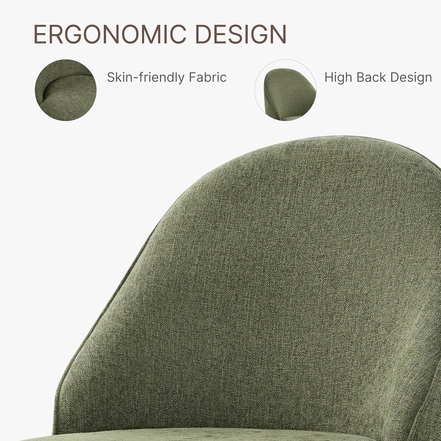 Swivel Dining Chairs Modern Desk Chair Upholstered Linen Fabric Side Chair for Kitchen Dining Room Bedroom,Moss Green,2 Box