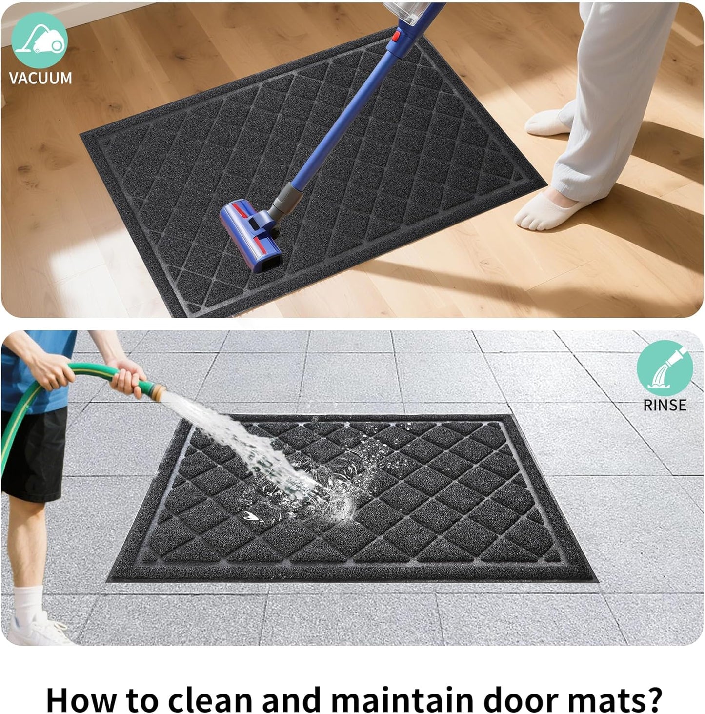 Front Door Mat Indoor Outdoor, 60" x 24" Non Slip Welcome Doormat for Entryway, Heavy Duty Low Profile Entrance Rug for High Traffic Areas, Patio, Outside Entry, Yard, Porch Waterproof