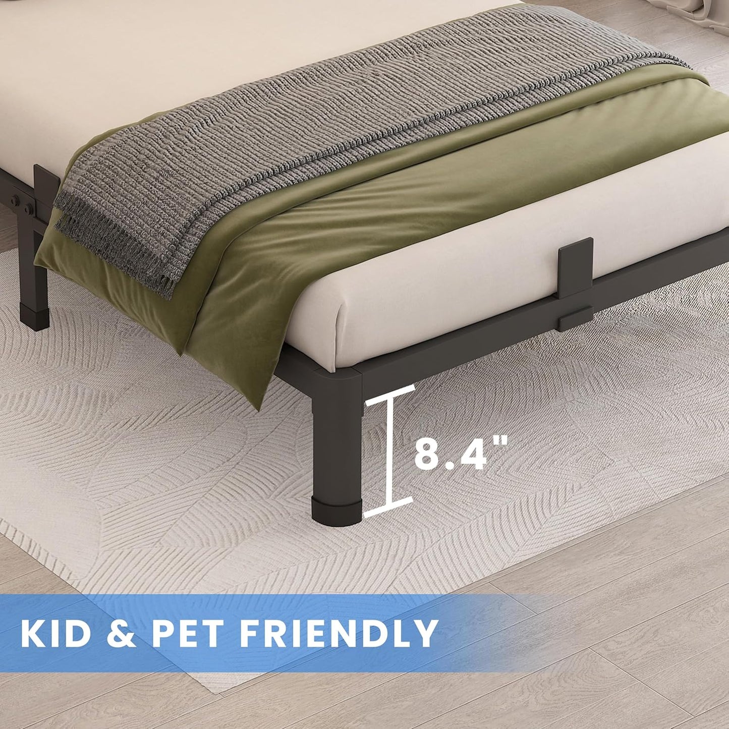 MAF 10 Inch Twin Size Metal Platform Bed Frame with Round Corner Legs, 3000 LBS Heavy Duty Steel Slats Support, Noise Free, No Box Spring Needed, Easy Assembly