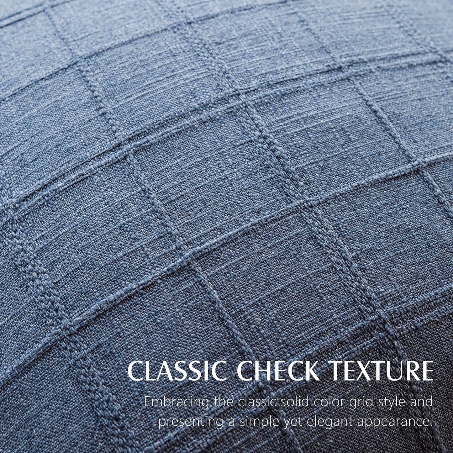 Foindtower Set of 2 Decorative Linen Check Throw Pillow Covers Neutral Farmhouse Lumbar Cushion Covers Modern Coastal Boho Home Decor for Sofa Chair Couch Bedroom Living Room Outdoor,12×20 Inch,Blue