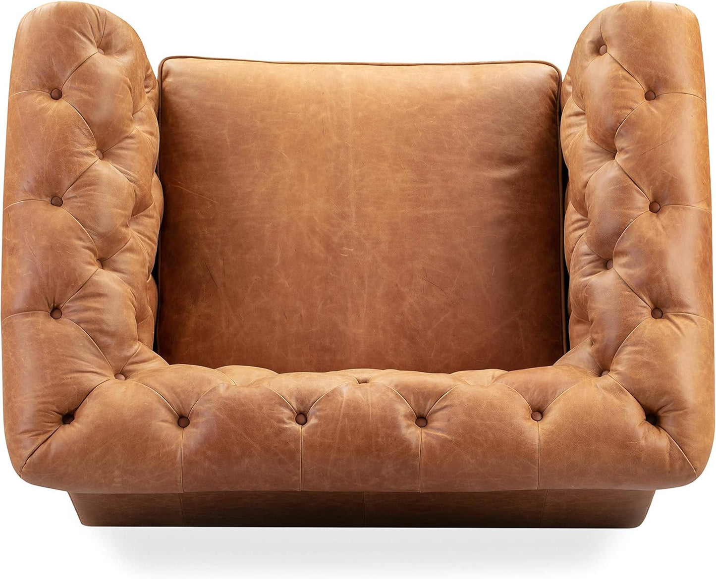 POLY & BARK Lyon Leather Lounge Chair – Cognac Tan Full-Grain Leather Upholstery – Modern Upholstered Accent Chair for Living Room or Bedroom – Indoor Lounge Seating with Lasting Comfort