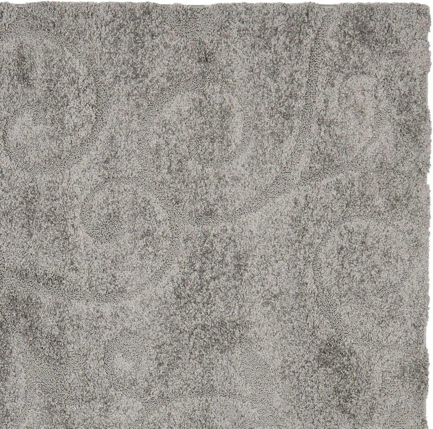 SAFAVIEH Florida Shag Collection Area Rug - 6'7" Square, Grey, Scroll Design, Non-Shedding & Easy Care, 1.2-inch Thick Ideal for High Traffic Areas in Living Room, Bedroom (SG455-8013)