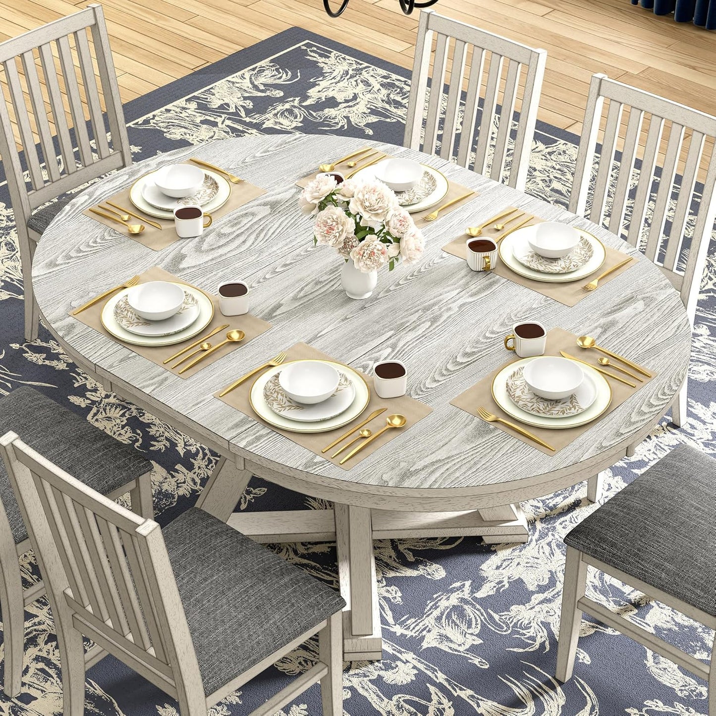 Solid Wood Dining Table, Part of Dining Table Set, Mix and Match Table & Chair Sold Separately for Dining Room, Kitchen, Grey