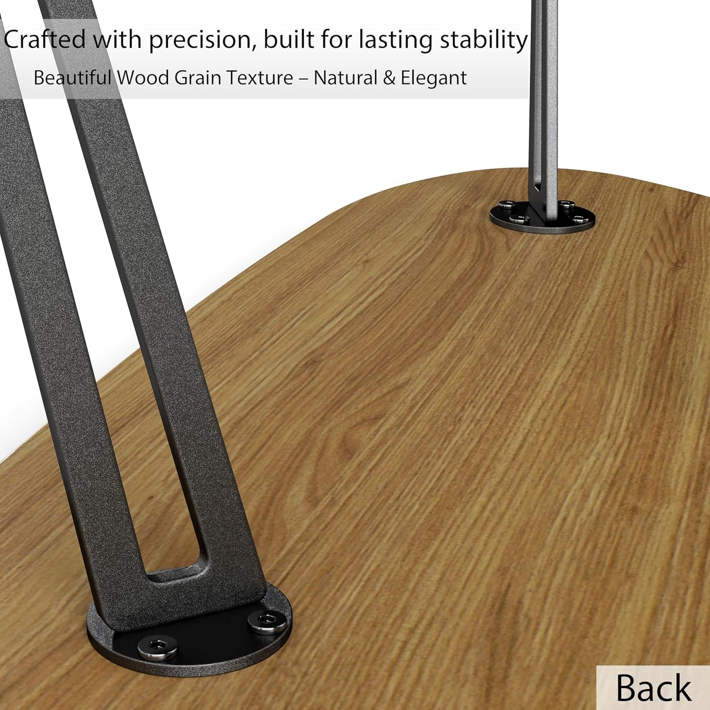 Manora Modern Mid Century Coffee Table, Oval Triangle Wood Center Table with Sturdy Metal Legs, Stylish Living Room Accent Table for Small Spaces