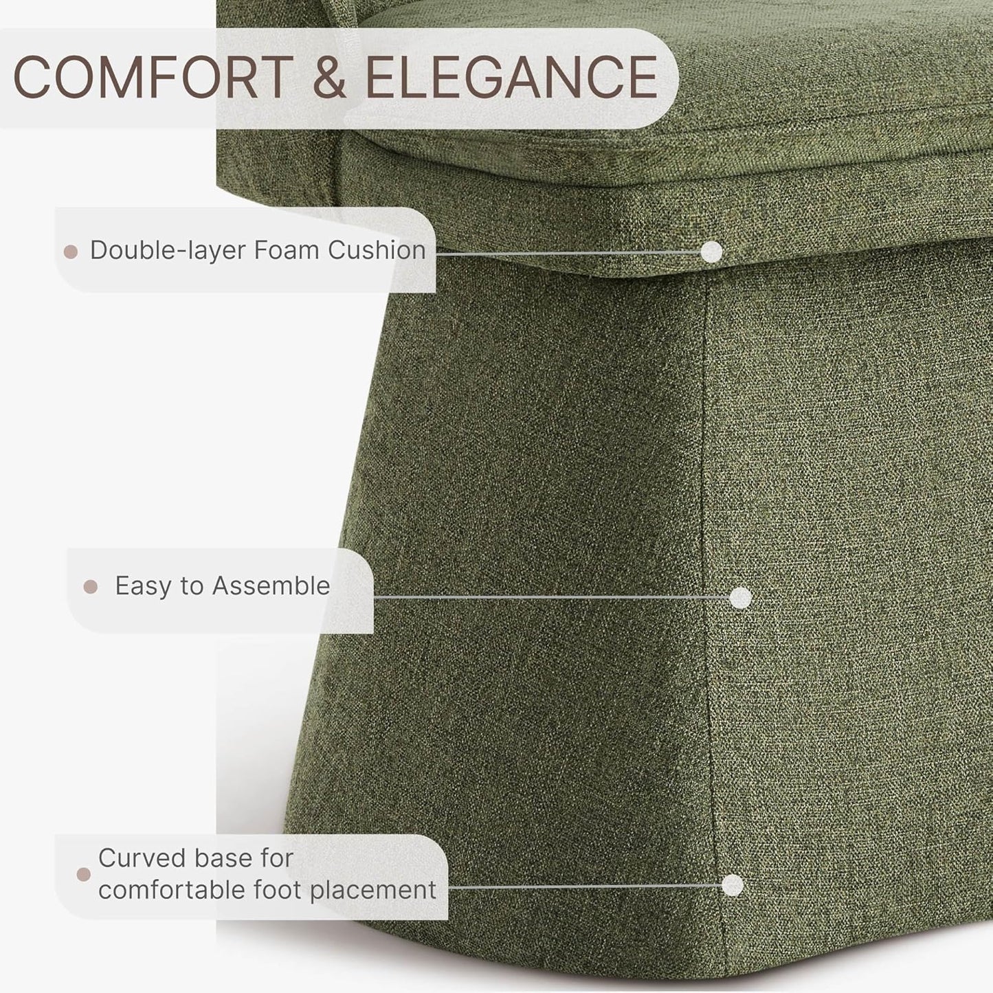 Swivel Dining Chairs Modern Desk Chair Upholstered Linen Fabric Side Chair for Kitchen Dining Room Bedroom,Moss Green,4 Box