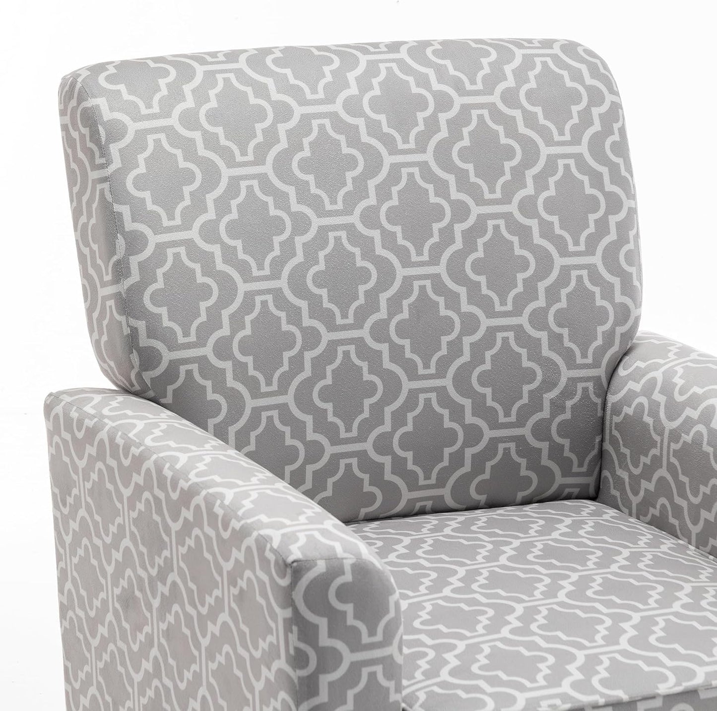 Container Furniture Direct Contemporary Accent Arm Chair with Birch Wood Frame and Velvet Upholstery, Armchair for Office and Living Room Decor, Removable Cushions, 03 Printed Fabric