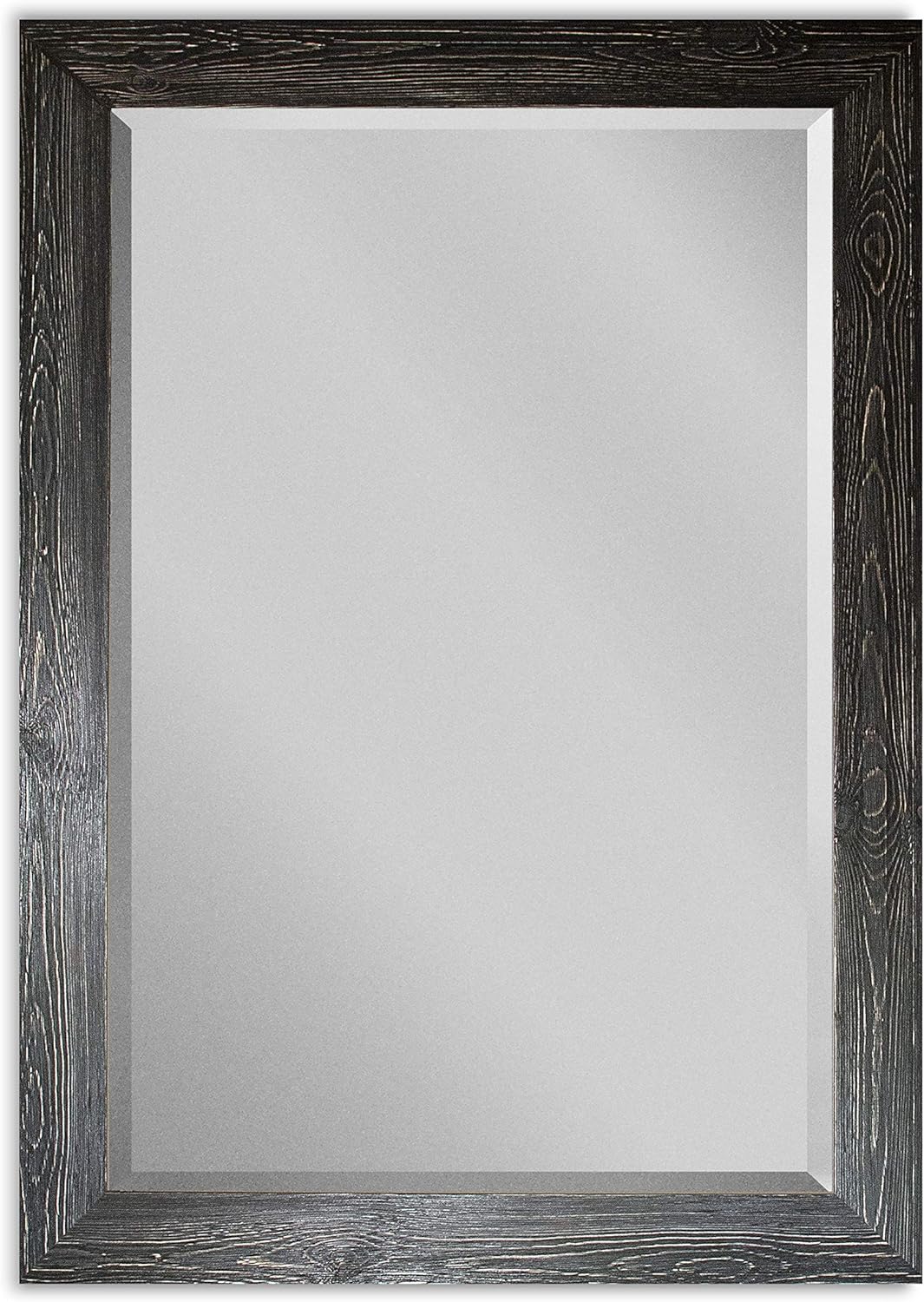 Black Rustic Mirror Rectangular Barnwood Framed Wall Mirror for Home Decor, Vertical or Horizontal Hanging, 41x29