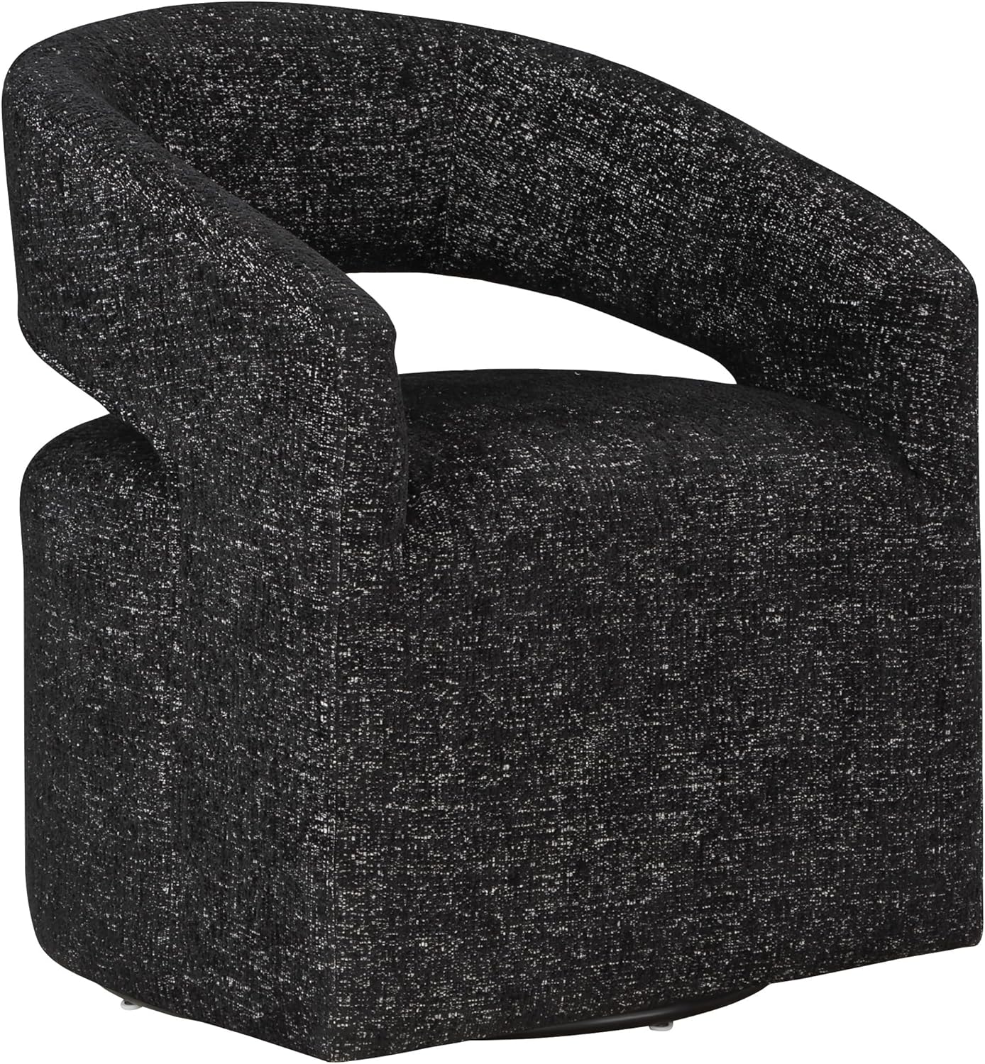 OSP Home Furnishings Devin Modern Upholstered Swivel Accent Barrel Chair, Midnight