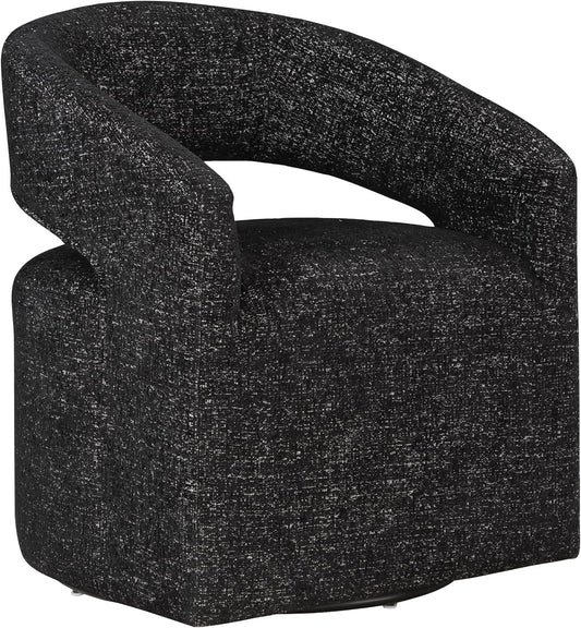 OSP Home Furnishings Devin Modern Upholstered Swivel Accent Barrel Chair, Midnight
