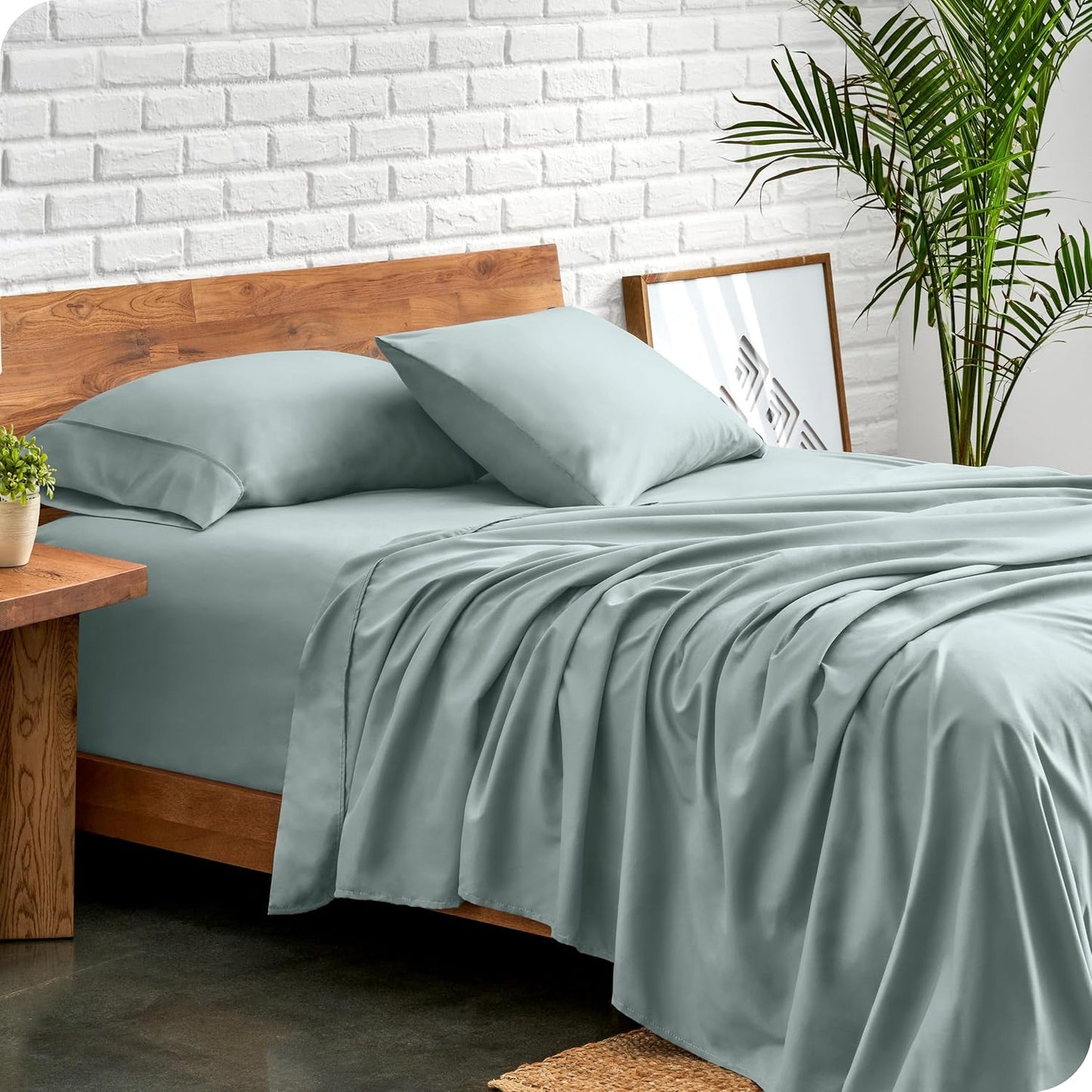 Bare Home Twin Sheet Set - 1800 Ultra-Soft Microfiber Twin Bed Sheets - Double Brushed - Deep Pockets - Easy Fit - Extra Soft - 3 Piece Set - Bedding Sheets & Pillowcases (Twin, Sea Spray)