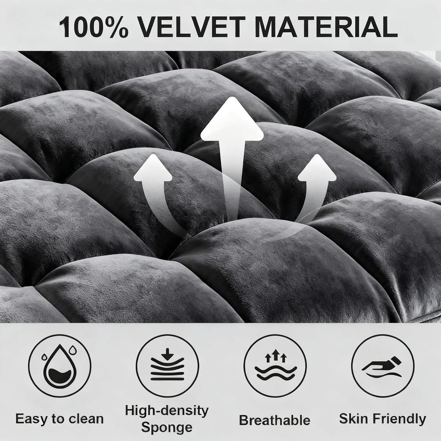 3 in1 Sofa Bed, Pull-Out Sleeper Sofa Bed with 3-Level Adjustable Backrest, Velvet Fabric Convertible Love Seat Sleepers Beds for Living Room & Bedroom & Apartment, Grey