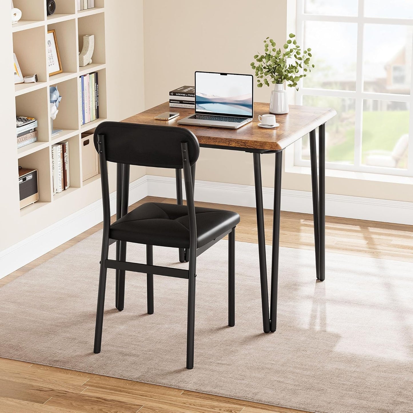 IDEALHOUSE Dining Table Set for 4, Kitchen Table with Upholstered Chairs for Kitchen Room and Small Spaces (Retro, Table with 2 Upholstered Chairs)