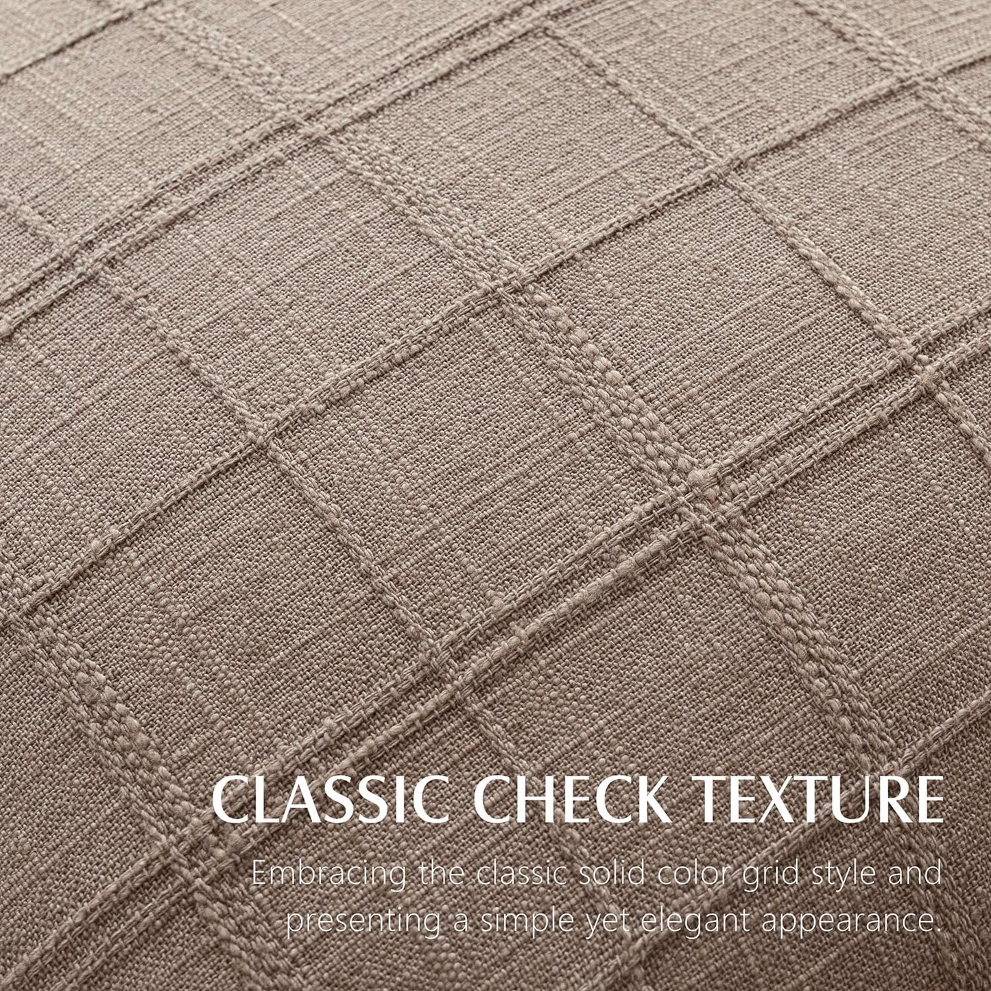 Foindtower Set of 2 Decorative Linen Check Throw Pillow Covers Neutral Farmhouse Vintage Cushion Covers Modern Boho Home Decor for Sofa Chair Couch Bedroom Living Room Outdoor,18×18 Inch,Tan Taupe