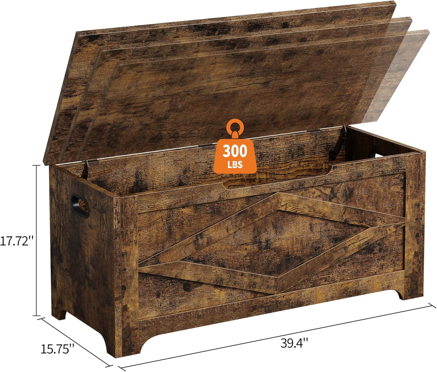 GarveeHome 39.4" Storage Chest, Wooden Storage Bench with Safety Hinges, Easy Assembly, Large Toy Chest for Entryway, Living Room, Bedroom