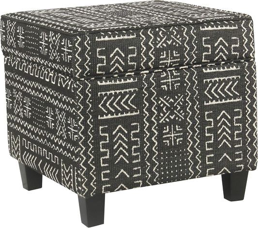Homepop Home Decor | K7342-F2267 | Classic Square Storage Ottoman with Lift Off Lid | Ottoman with Storage for Living Room & Bedroom, Onyx, Large