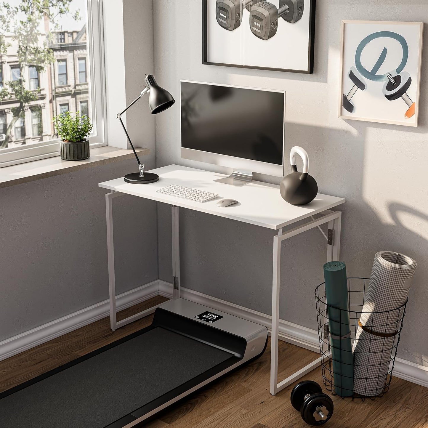 Folding Desk 30 Inch - Small Foldable Desk for Small Space Minimalist, Space Saving Collapsible Compact Desk Portable Table for Craft, Writing, Study and Work (No Assembly Required)