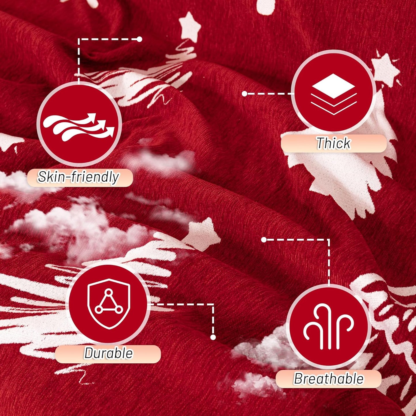 MYSKY HOME 71"X118" Loveseat Christmas Couch Cover, Sectional Sofa Covers Sofa Slipcover for 2 Cushion Couch, L Shape Couch Covers for Dogs, Kids, Washable Sofa Blanket, Furniture Protector, Red