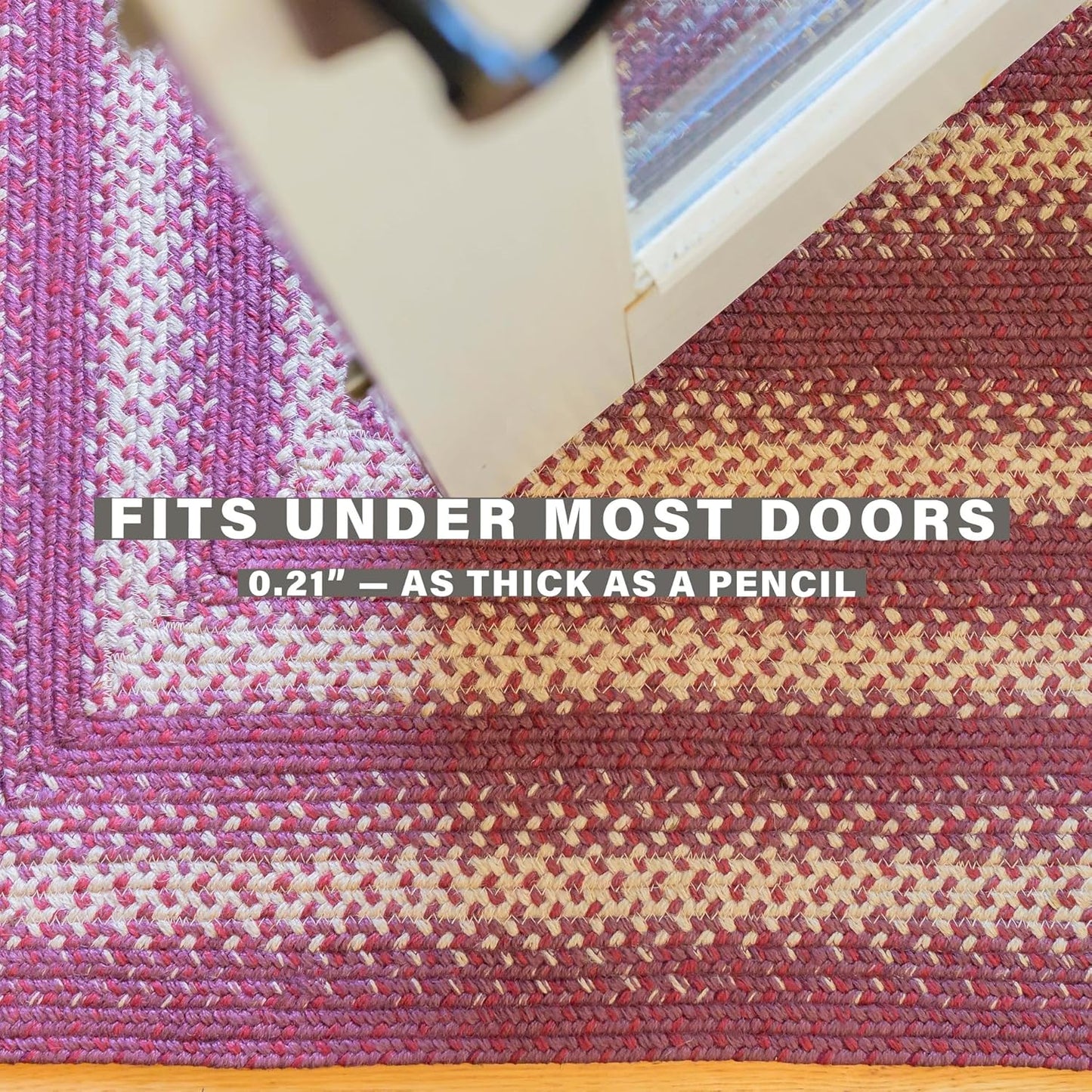 Autumn Maple Burgundy and Tan Braided Oval Area Rugs, Jute, 5x8' - Rustic Primitive Decor for Living Room, Dining Room, Everywhere