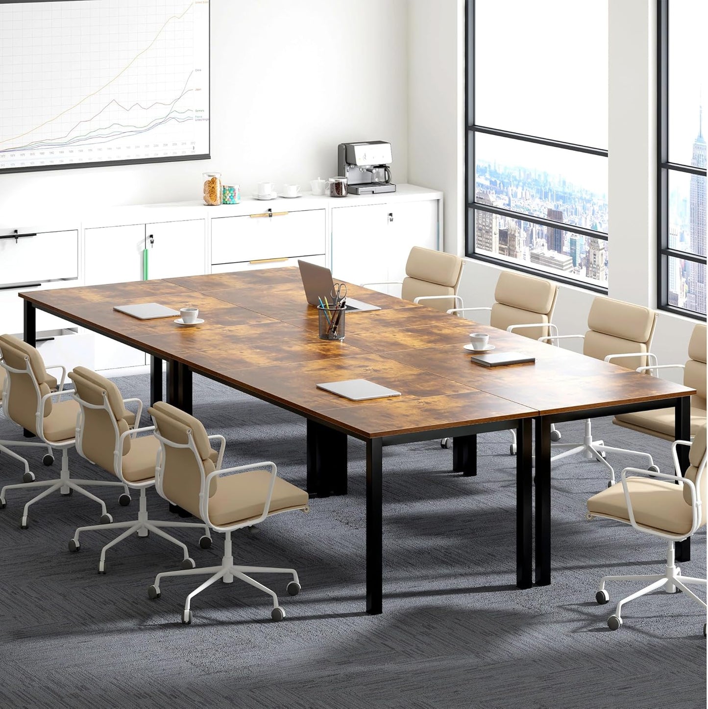 Need 70.8 Inch Executive Office Desk, Large Stylish Computer Desk, Simple Study Writing Desk, Workstation Business Furniture for Home Office, Rustic Brown