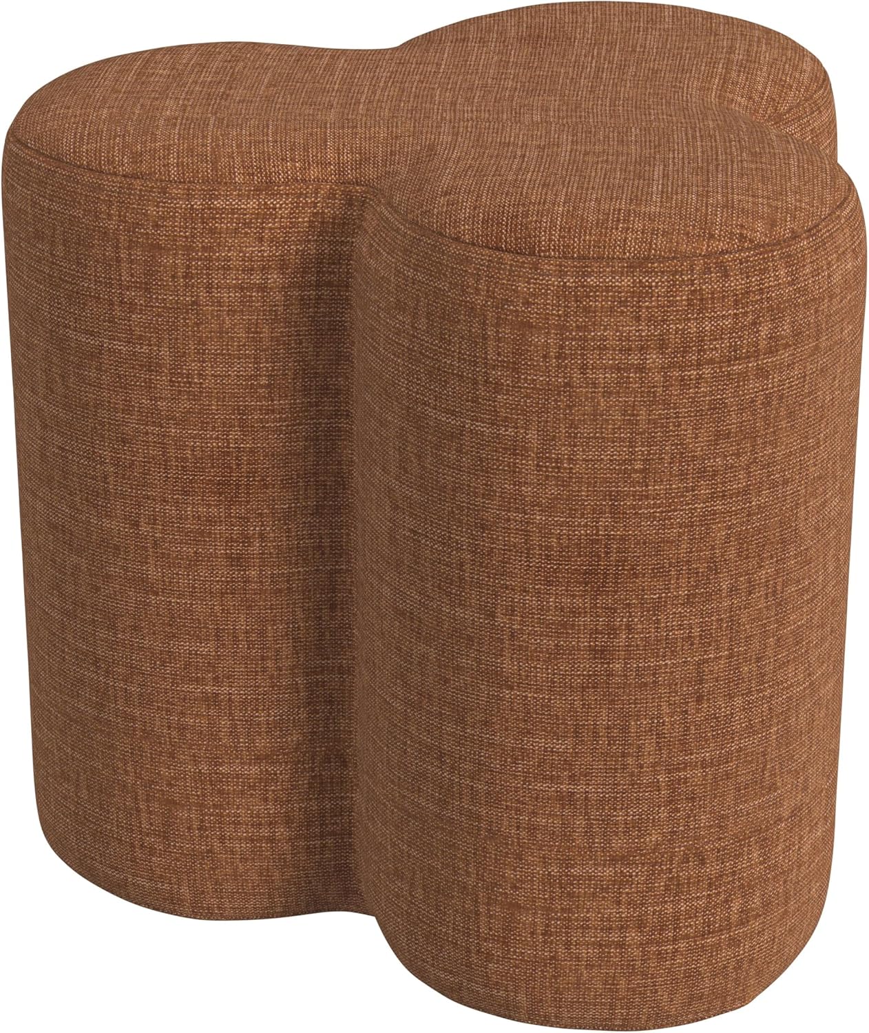 HomePop Upholstered Clover Shaped Ottoman (No Lid, Seat Only) Home Décor | Foot Rest Pouf – Rust Orange Chenille